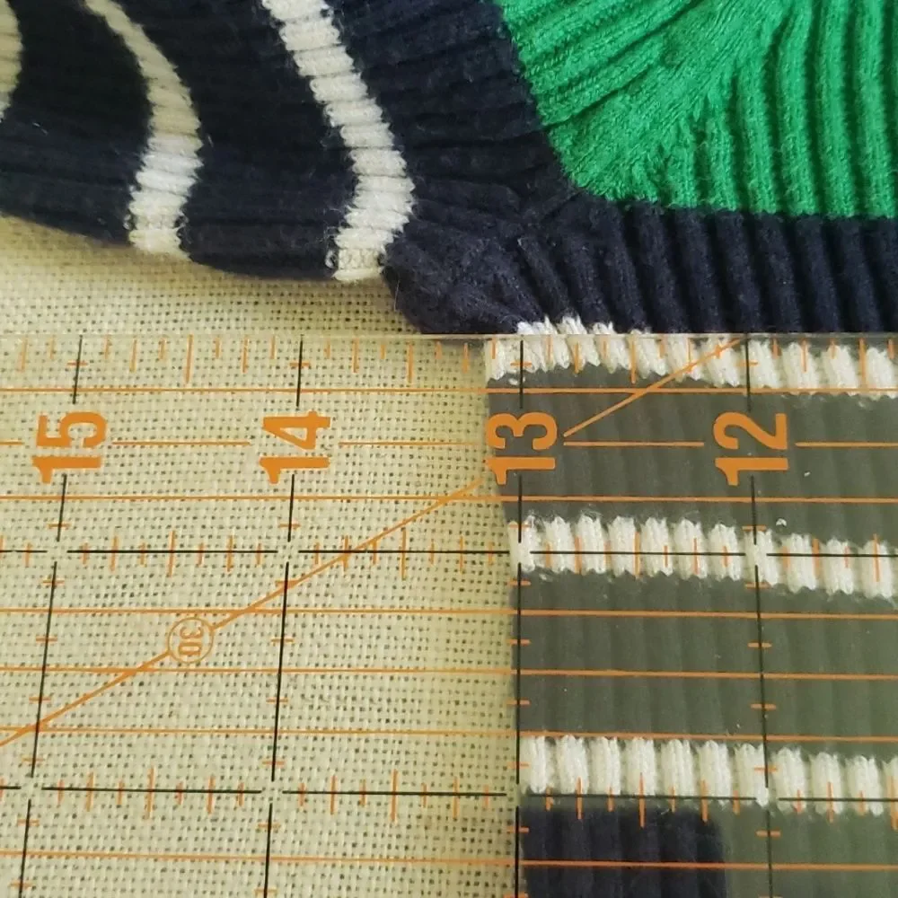 Ralph Lauren Sweater Girls M Striped Navy and Green Rib Knit Boat Neck Preppy